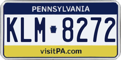 PA license plate KLM8272