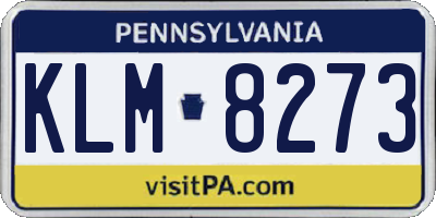 PA license plate KLM8273