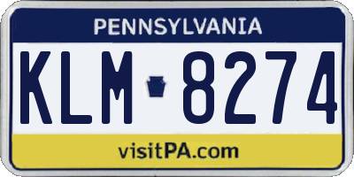 PA license plate KLM8274