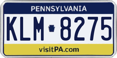 PA license plate KLM8275