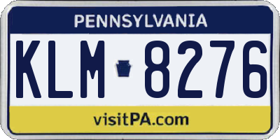 PA license plate KLM8276