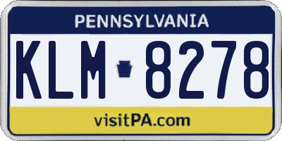 PA license plate KLM8278