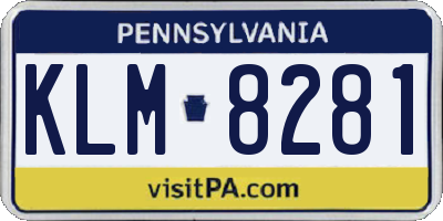 PA license plate KLM8281