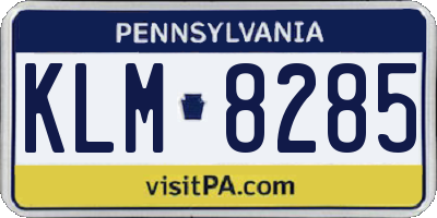 PA license plate KLM8285