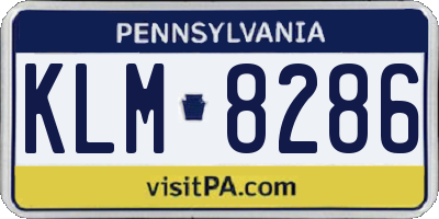 PA license plate KLM8286