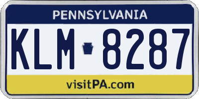 PA license plate KLM8287