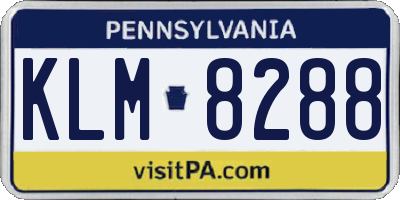PA license plate KLM8288