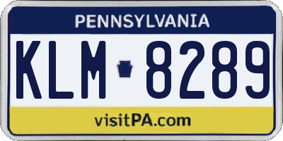 PA license plate KLM8289