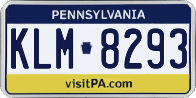 PA license plate KLM8293