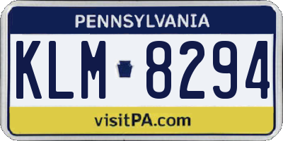 PA license plate KLM8294