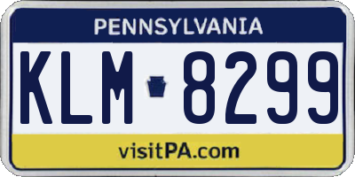 PA license plate KLM8299