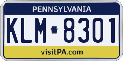 PA license plate KLM8301