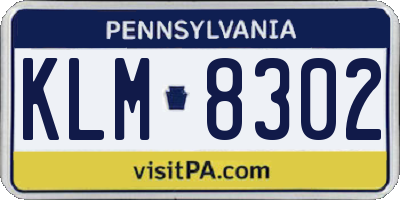 PA license plate KLM8302