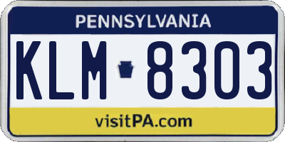 PA license plate KLM8303