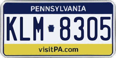 PA license plate KLM8305