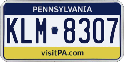 PA license plate KLM8307