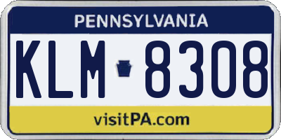 PA license plate KLM8308
