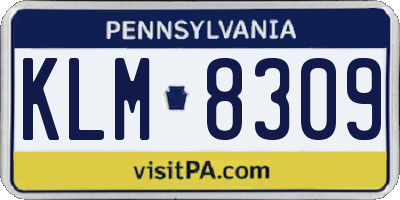 PA license plate KLM8309