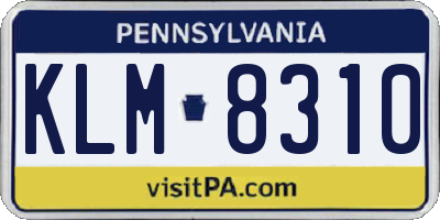 PA license plate KLM8310