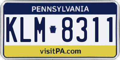PA license plate KLM8311