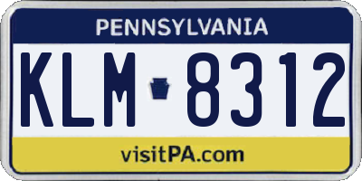 PA license plate KLM8312