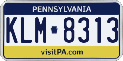 PA license plate KLM8313