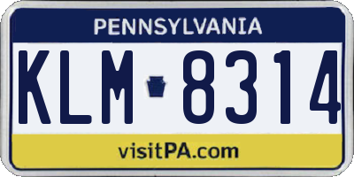 PA license plate KLM8314