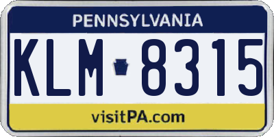 PA license plate KLM8315