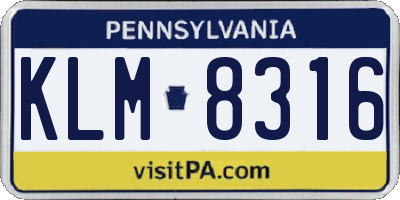 PA license plate KLM8316