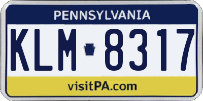 PA license plate KLM8317