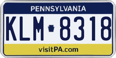 PA license plate KLM8318