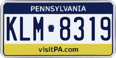 PA license plate KLM8319
