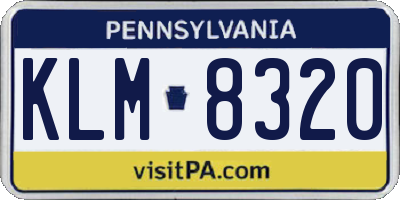 PA license plate KLM8320