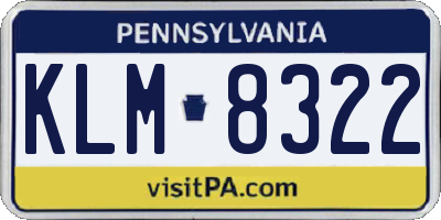 PA license plate KLM8322