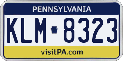 PA license plate KLM8323