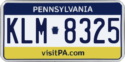 PA license plate KLM8325