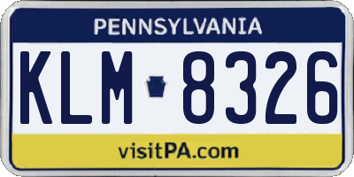 PA license plate KLM8326