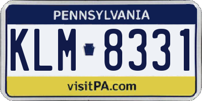 PA license plate KLM8331