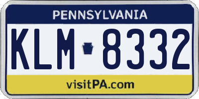 PA license plate KLM8332