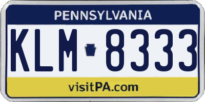 PA license plate KLM8333