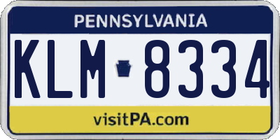 PA license plate KLM8334