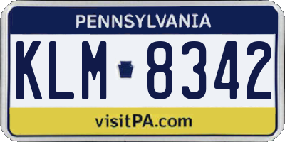 PA license plate KLM8342