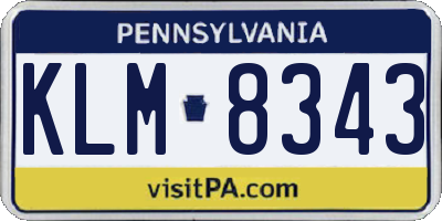 PA license plate KLM8343