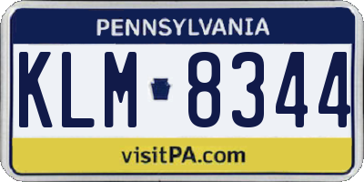 PA license plate KLM8344