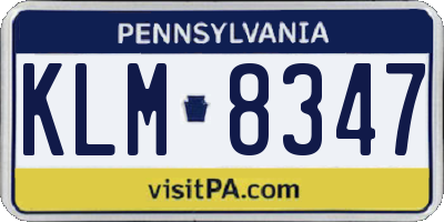 PA license plate KLM8347