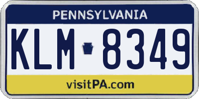 PA license plate KLM8349