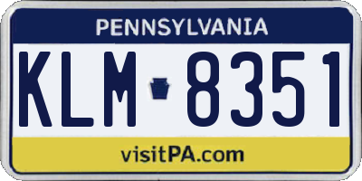 PA license plate KLM8351