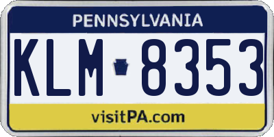 PA license plate KLM8353
