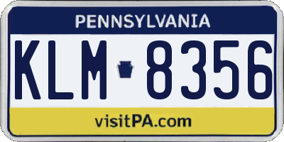 PA license plate KLM8356