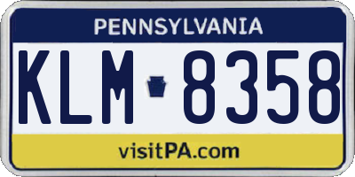 PA license plate KLM8358